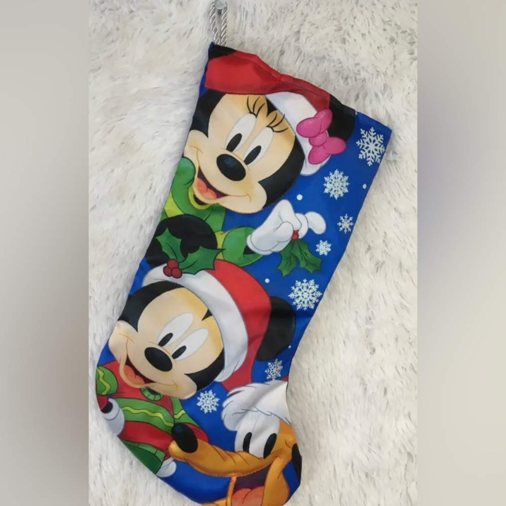 Kurt S. Adler Disney Mickey Minnie Pluto Satin Christmas Stocking